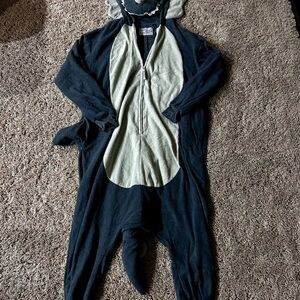 Adult Dinosaur One Piece Costume / Cozy Snuggler - Black and Gray